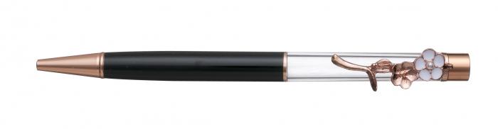 フラワークリップボールペン　ピンク　5本セット　ブラック